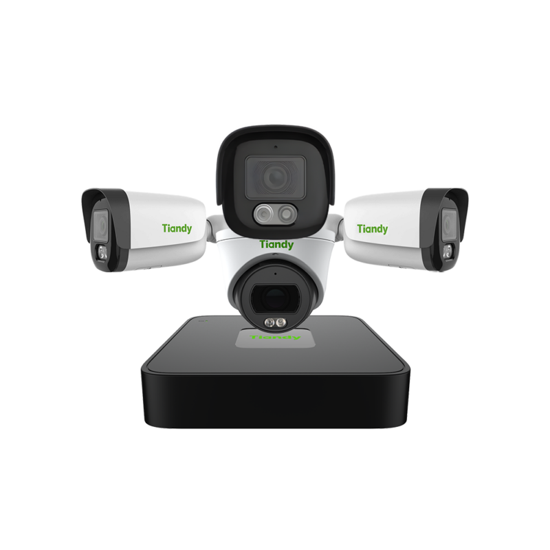 Комплет камери од 4 парчиња 2MP (1 NVR, 3 Bullet камери, 1 Dome камера)