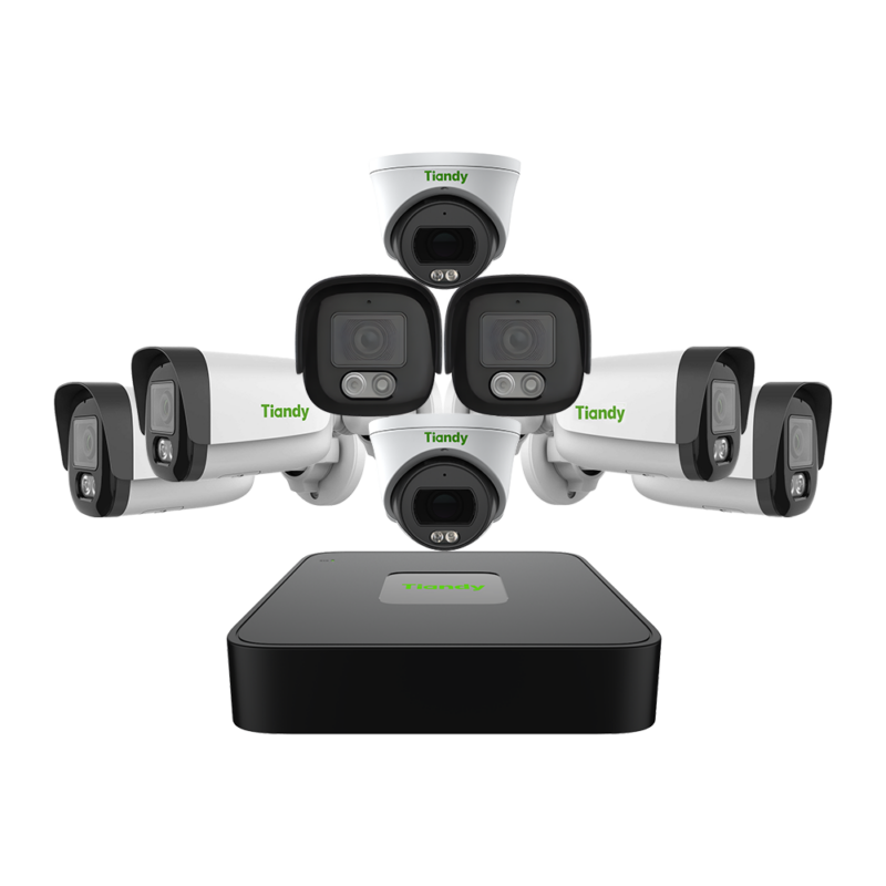 Комплет камери од 8 парчиња 2MP (1 NVR, 6 Bullet камери, 2 Dome камери)